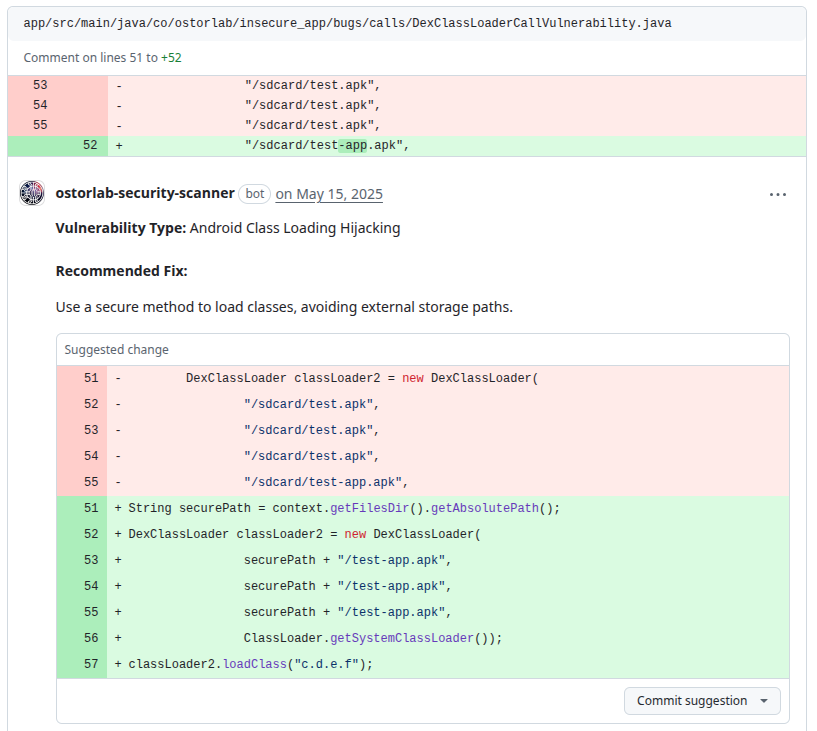 ostorlab's one-click automated fixes